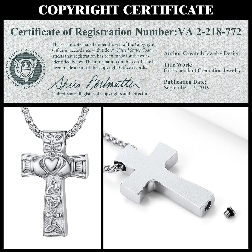 Richsteel Urn Necklaces for Ashes for Women Men Cremation Pendant Necklace for Ashes Dog/Cross Stainless Steel Memorial Jewelry