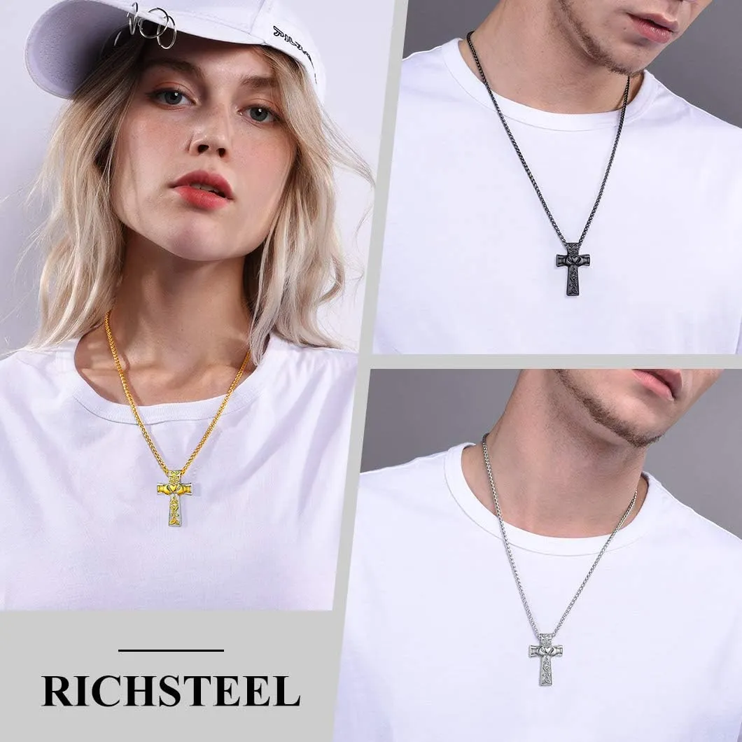 Richsteel Urn Necklaces for Ashes for Women Men Cremation Pendant Necklace for Ashes Dog/Cross Stainless Steel Memorial Jewelry
