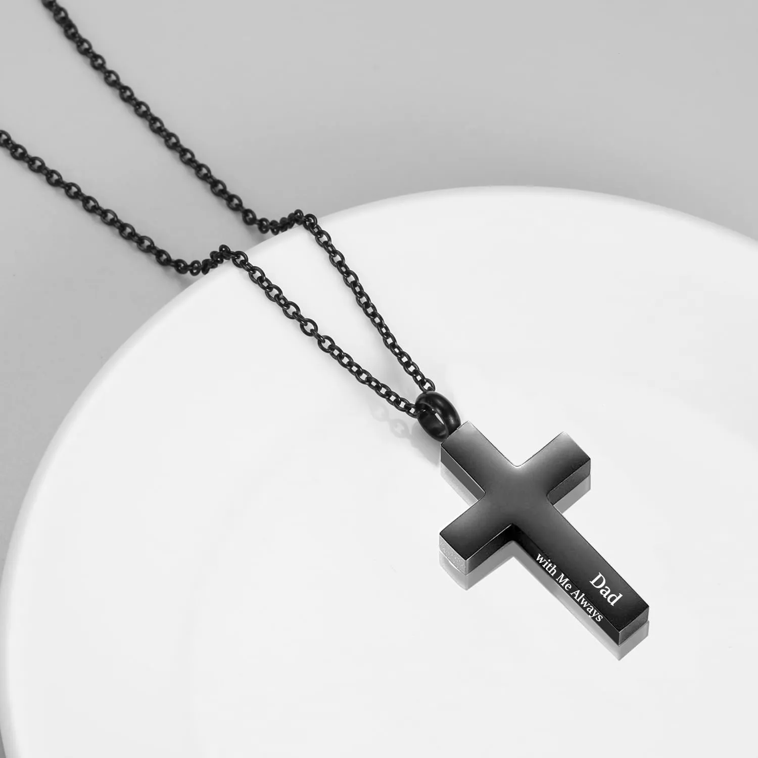 RIPFEVURN Cremation Jewelry Black Cross Urn Necklaces for Ashes for Women Men Human Ashes with Me Always Memorial Keepsake Pendant