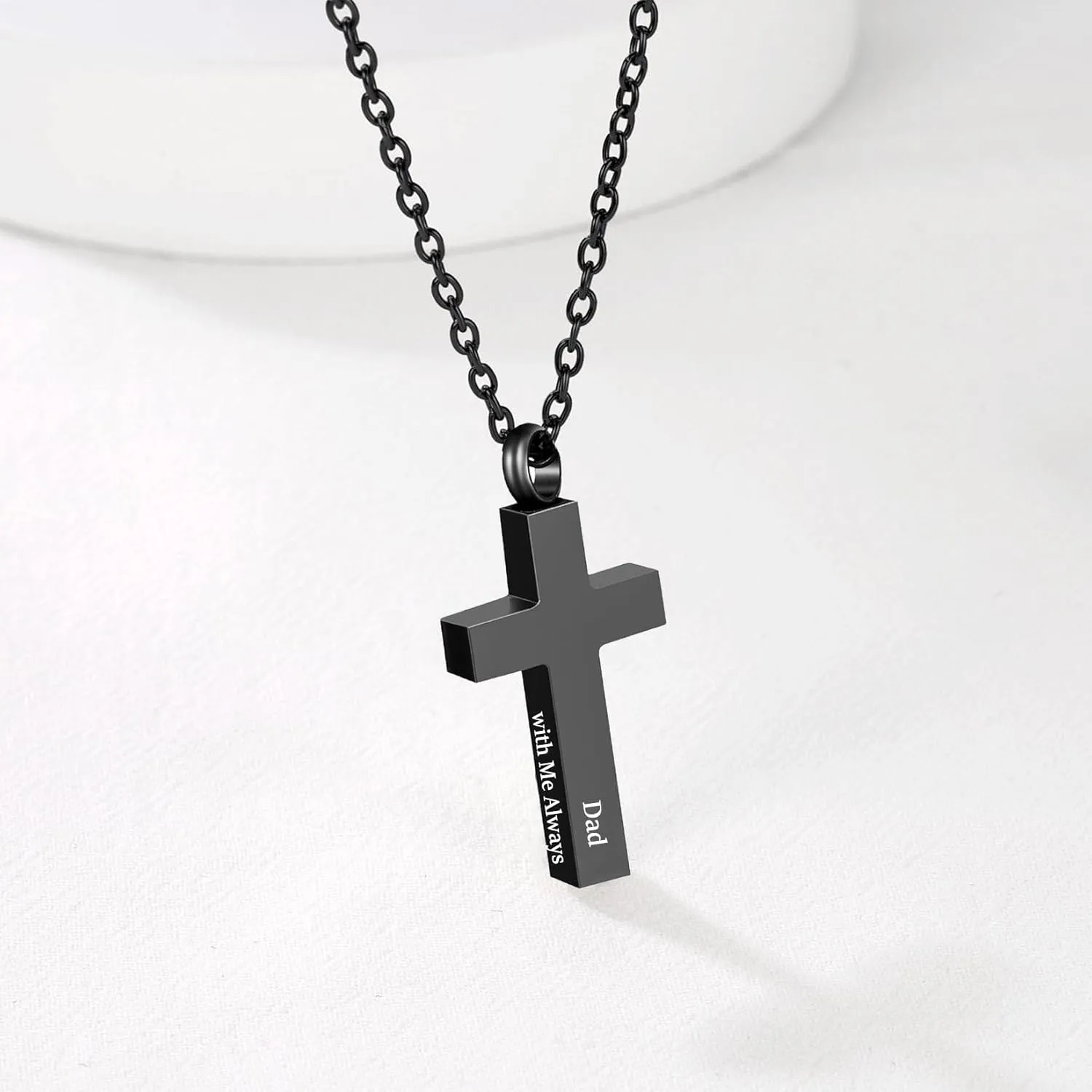 RIPFEVURN Cremation Jewelry Black Cross Urn Necklaces for Ashes for Women Men Human Ashes with Me Always Memorial Keepsake Pendant