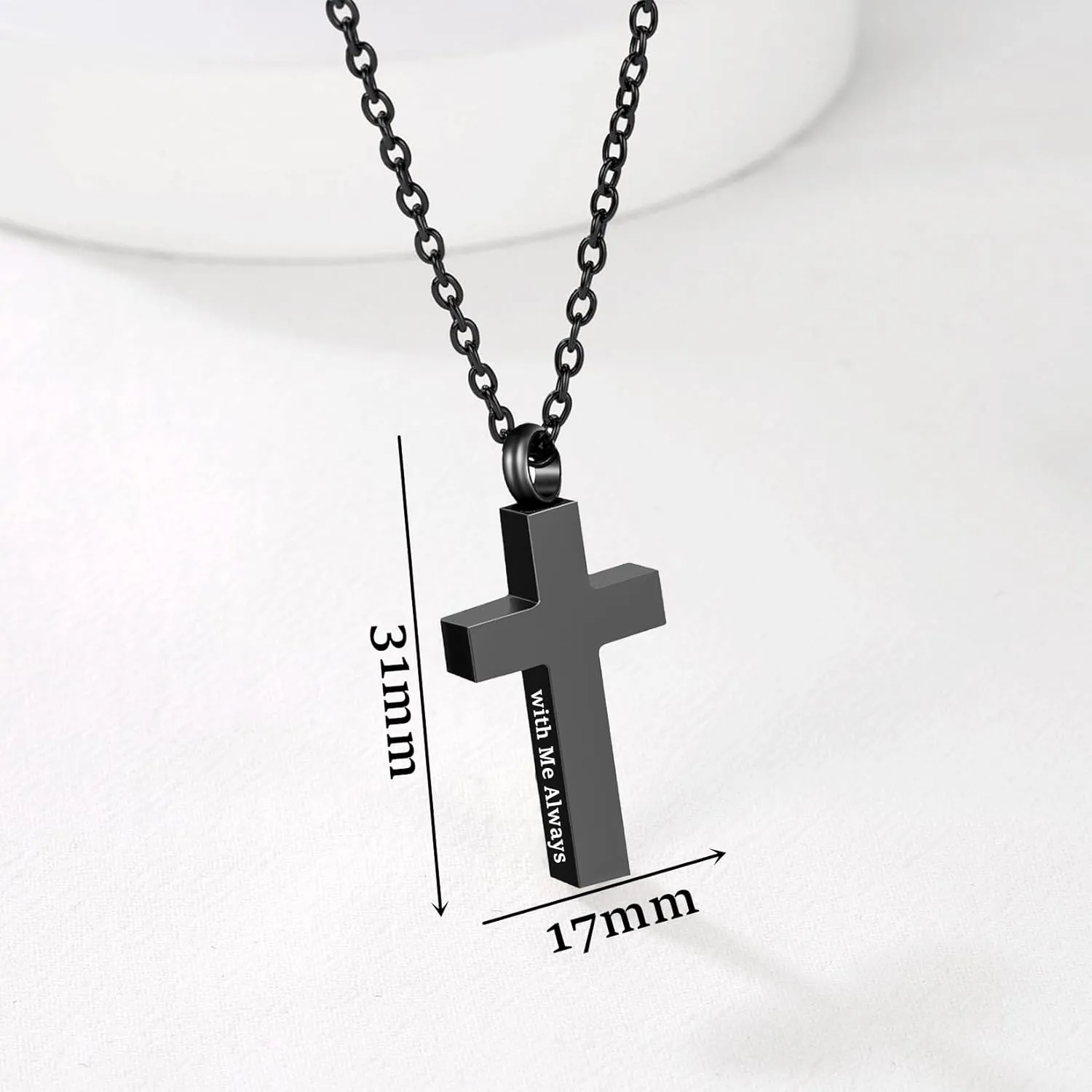 RIPFEVURN Cremation Jewelry Black Cross Urn Necklaces for Ashes for Women Men Human Ashes with Me Always Memorial Keepsake Pendant