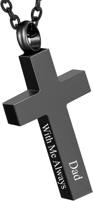 RIPFEVURN Cremation Jewelry Black Cross Urn Necklaces for Ashes for Women Men Human Ashes with Me Always Memorial Keepsake Pendant