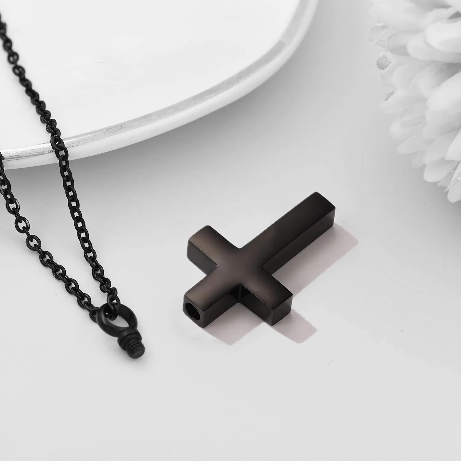 RIPFEVURN Cremation Jewelry Black Cross Urn Necklaces for Ashes for Women Men Human Ashes with Me Always Memorial Keepsake Pendant