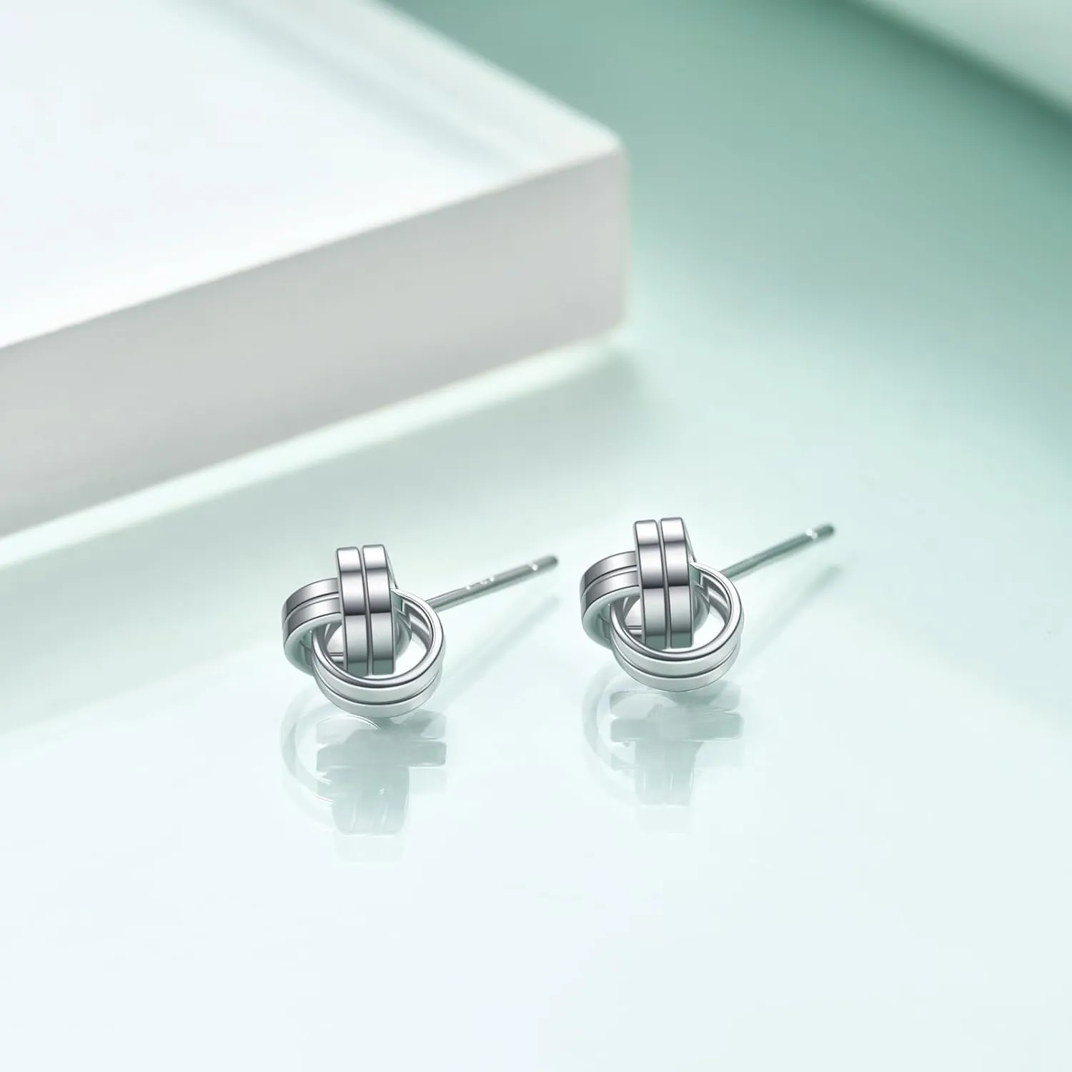 Rnivida 925 Sterling Silver Love Knot Stud Earrings, Hypoallergenic Knot Earrings for Women