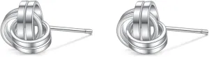 Rnivida 925 Sterling Silver Love Knot Stud Earrings, Hypoallergenic Knot Earrings for Women