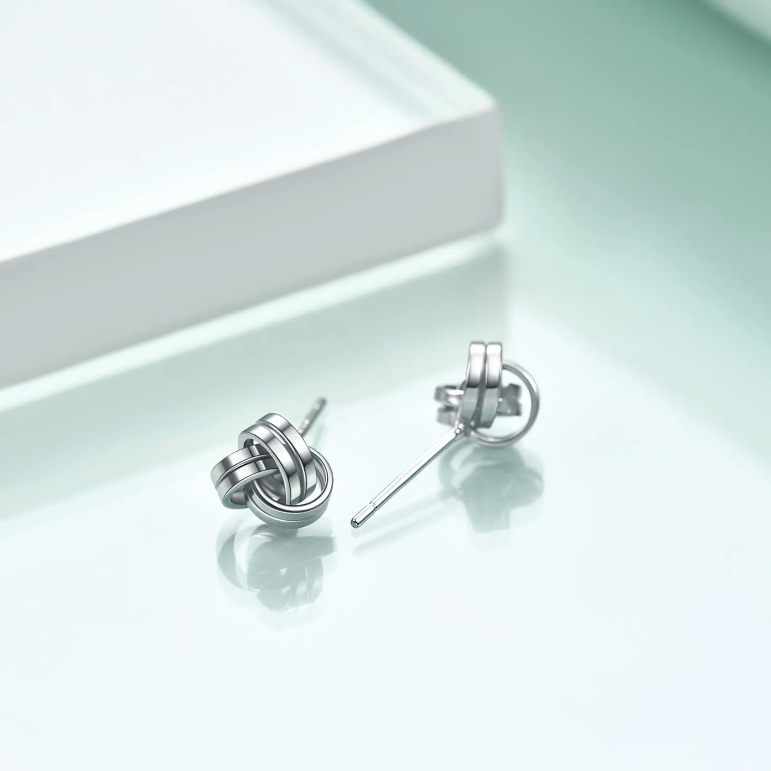 Rnivida 925 Sterling Silver Love Knot Stud Earrings, Hypoallergenic Knot Earrings for Women