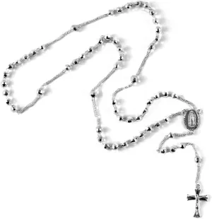 Rosary Necklace - Lariat Cross Necklace in Silvertone - Fashion Rosary Bead Necklaces - 26" Chain Length Catholic Faith Christian Religious Birthday Jewelry Birthday Gifts for Women