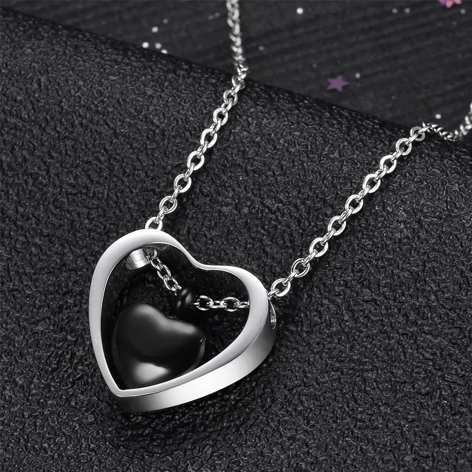 Rose Gold Double Heart Urn Necklaces for Human Pet Ashes Cremation Jewelry for Ashes Keepsake Memorial Pendant Jewelry