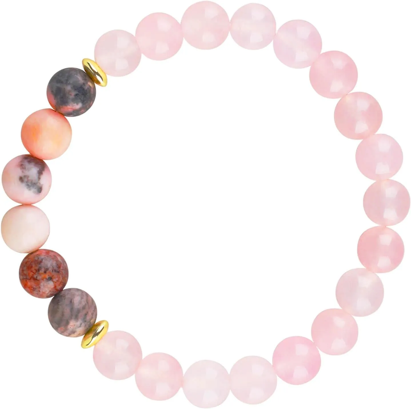 Rose Quartz Crystal Bracelet, Pink Quartz Opal Peru Love Friendship Men Women Bracelet, for Money Wealth Business Prosperity Feng Shui Good Luck Energy Chakra Stone Beaded Bracelet