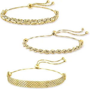 Ross-Simons 18kt Gold Over Sterling Jewelry Set: 3 Multi-Link Bolo Bracelets
