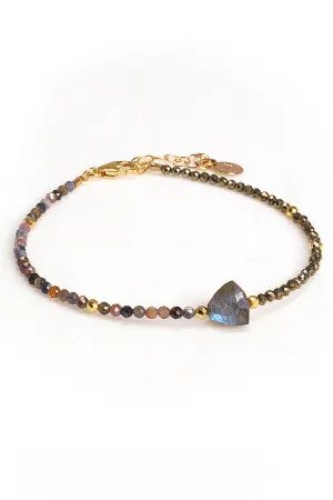 Ruby Sapphire Pyrite Arrow Bracelet