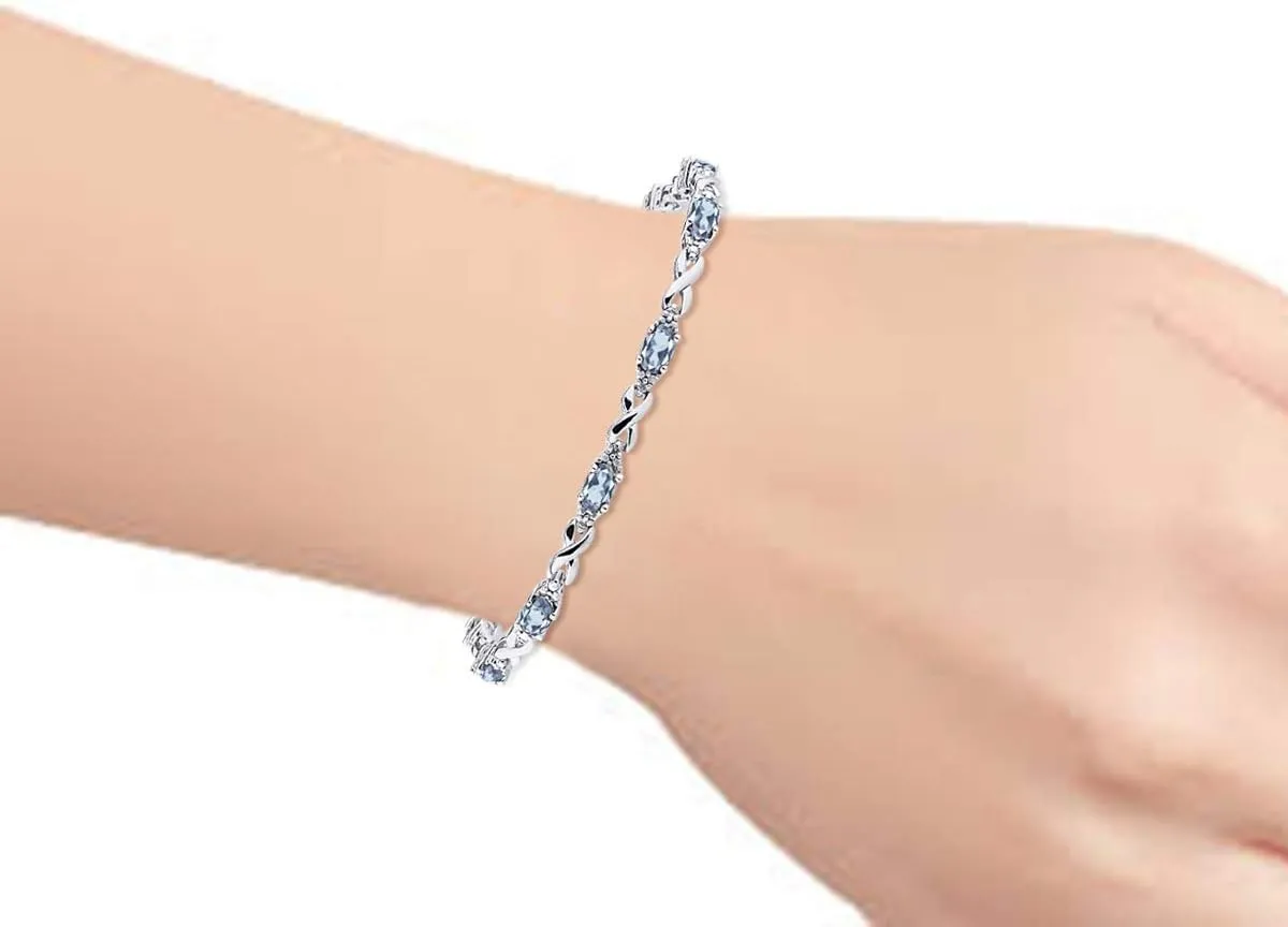 Rylos Bracelets for Women 925 Sterling Silver XO Hugs & Kisses Tennis Bracelet Gemstone & Genuine Diamonds Adjustable to Fit 7"-8" Wrist, 10 Gorgeous 6X4MM Jewelry for Women Friendship Bracelets