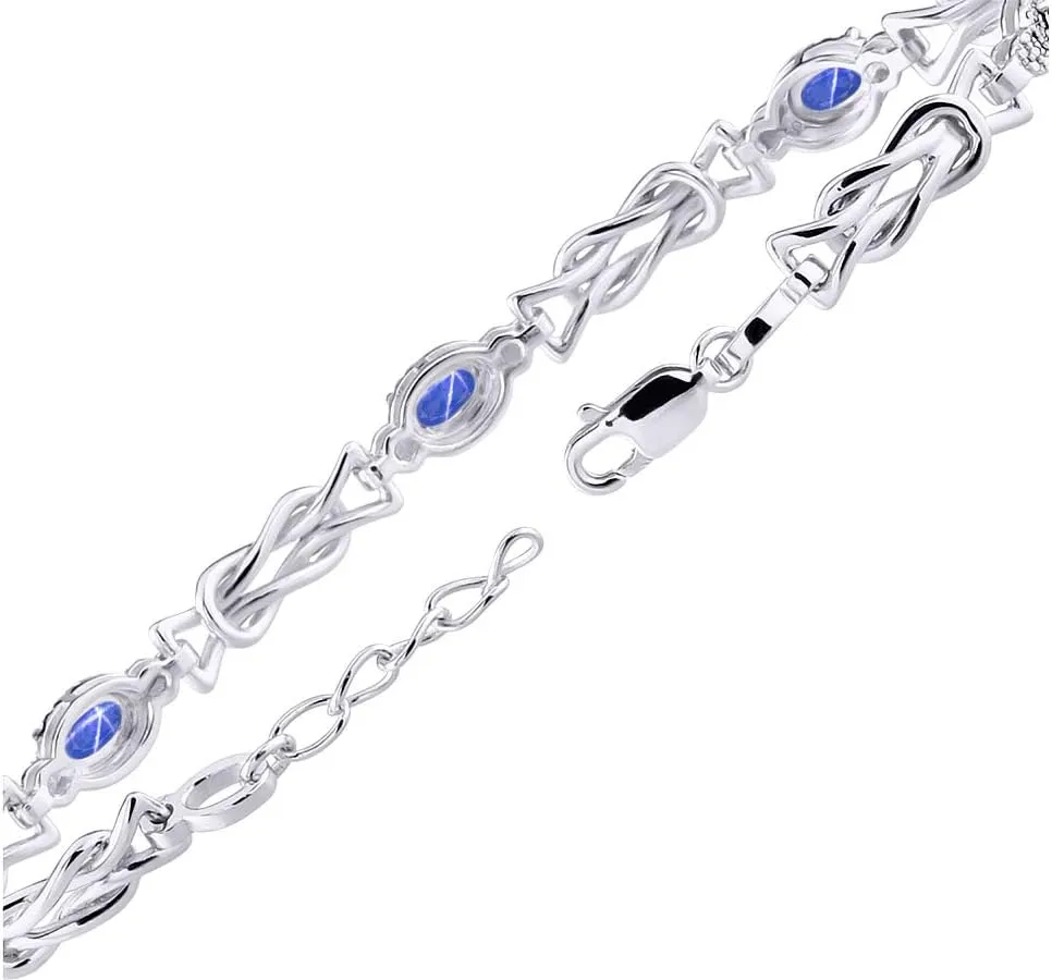 Rylos Bracelets for Women Sterling Silver Love Knot Tennis Bracelet Gemstone & Diamonds Adjustable to Fit 7"-8" Wrist, 5 Gorgeous 6X4MM Jewelry for Women Friendship Bracelets