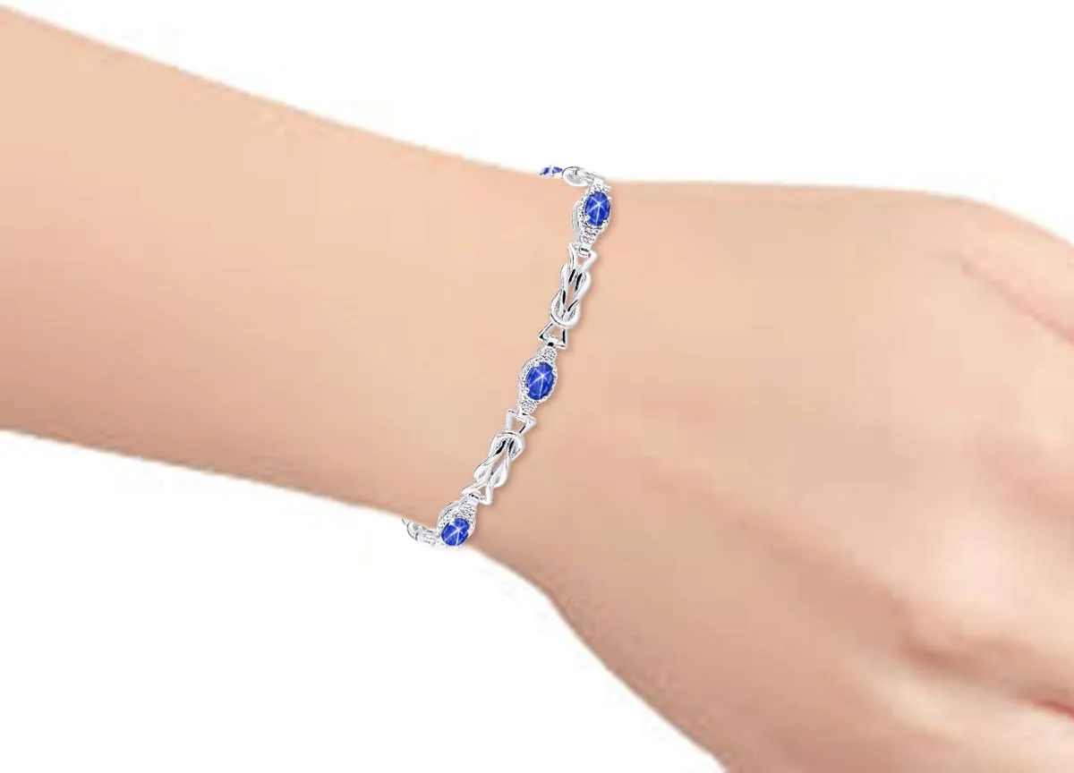 Rylos Bracelets for Women Sterling Silver Love Knot Tennis Bracelet Gemstone & Diamonds Adjustable to Fit 7"-8" Wrist, 5 Gorgeous 6X4MM Jewelry for Women Friendship Bracelets
