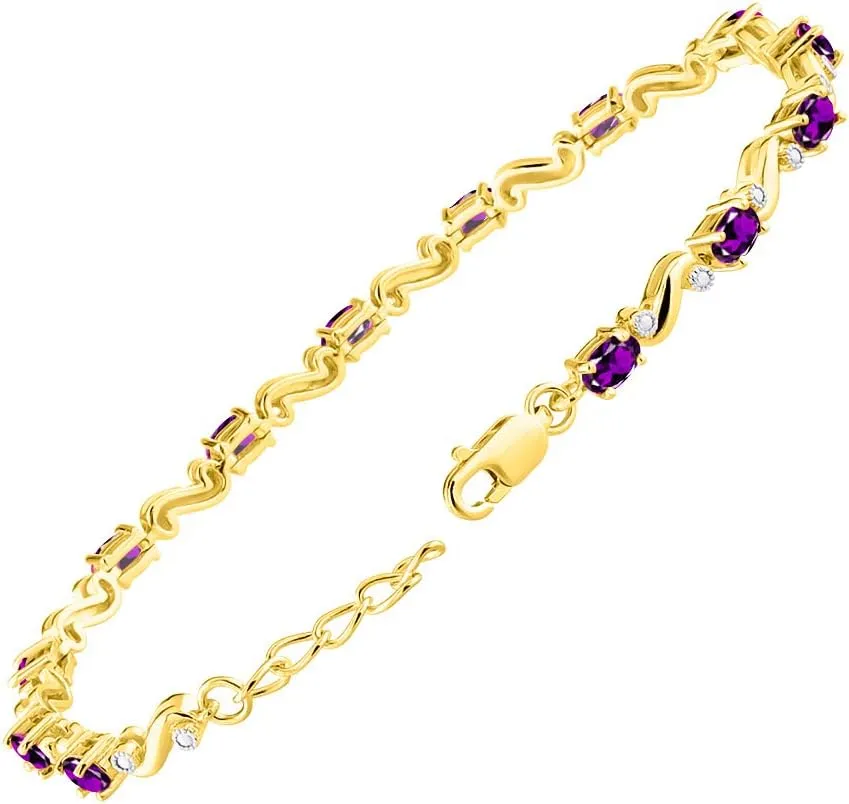 Rylos Bracelets for Women Yellow Gold Plated Silver Classic S Tennis Bracelet Gemstone & Diamonds Adjustable to Fit 7"-8" Wrist, 13 Gorgeous 5X3MM Jewelry for Women Friendship Bracelets