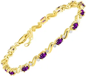 Rylos Bracelets for Women Yellow Gold Plated Silver Classic S Tennis Bracelet Gemstone & Diamonds Adjustable to Fit 7"-8" Wrist, 13 Gorgeous 5X3MM Jewelry for Women Friendship Bracelets