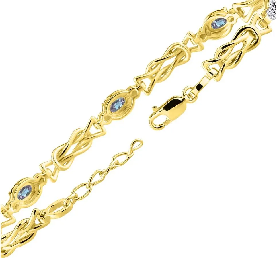 Rylos Bracelets for Women Yellow Gold Plated Silver Love Knot Tennis Bracelet Gemstone & Diamonds Adjustable to Fit 7"-8" Wrist, 5 Gorgeous 6X4MM Jewelry for Women Friendship Bracelets