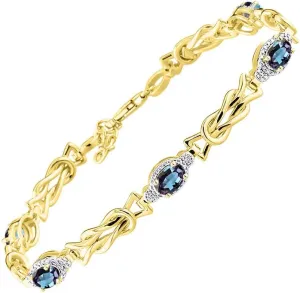 Rylos Bracelets for Women Yellow Gold Plated Silver Love Knot Tennis Bracelet Gemstone & Diamonds Adjustable to Fit 7"-8" Wrist, 5 Gorgeous 6X4MM Jewelry for Women Friendship Bracelets