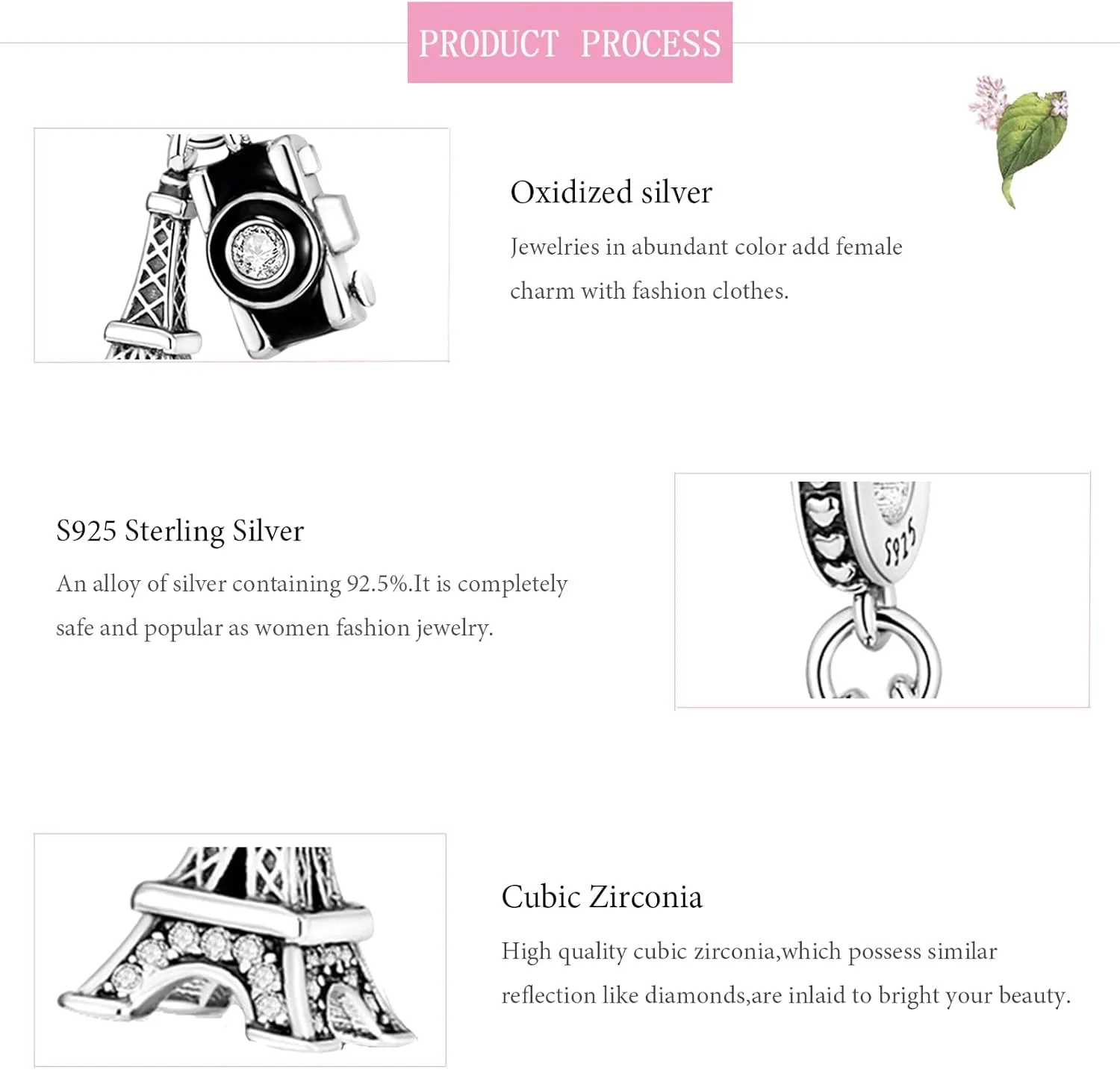 S925 Sterling Silver Charms for Bracelets Coffee Firefly Rose Gun Drinks Charm with Cubic Zirconia Christmas Birthday DIY Bead Charm Bracelets Necklace Pendent Jewelry Making Charms for Women