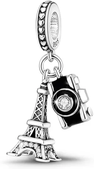 S925 Sterling Silver Charms for Bracelets Coffee Firefly Rose Gun Drinks Charm with Cubic Zirconia Christmas Birthday DIY Bead Charm Bracelets Necklace Pendent Jewelry Making Charms for Women