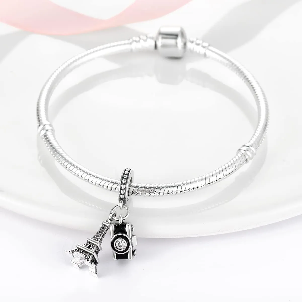 S925 Sterling Silver Charms for Bracelets Coffee Firefly Rose Gun Drinks Charm with Cubic Zirconia Christmas Birthday DIY Bead Charm Bracelets Necklace Pendent Jewelry Making Charms for Women