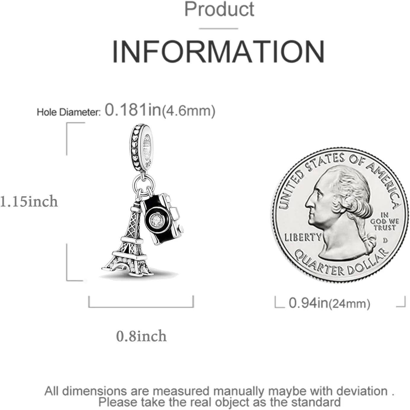 S925 Sterling Silver Charms for Bracelets Coffee Firefly Rose Gun Drinks Charm with Cubic Zirconia Christmas Birthday DIY Bead Charm Bracelets Necklace Pendent Jewelry Making Charms for Women