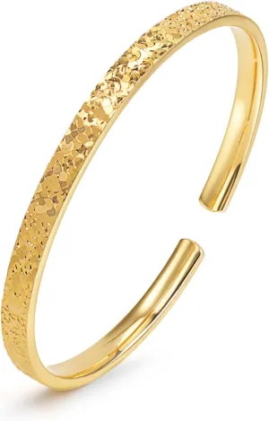 S999 Silver Bangle Bracelet for Women, Gold Bangle 18k Gold Plated, Ice Crack Design, Adjustable Bracelet Fashion Jewelry, Vacuum Plating(Silver/Gold)