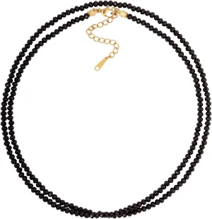 Sacina Black Beaded Glass Crystal Choker, Black Choker Boho Hippie Necklace, Gothic Christmas Jewelry Gift for Women