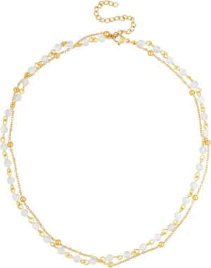 Sacina Boho Trendy Layered Gold-tone Beaded Crystal Choker Necklace, Hippie Summer Beach Y2k Necklace, Christmas Jewelry Gift for Women