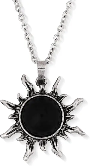 Sacina Gothic Boho Sun Necklace, Black Sun Grunge Witchy Necklace, Christmas New Year Jewelry Gift For Women