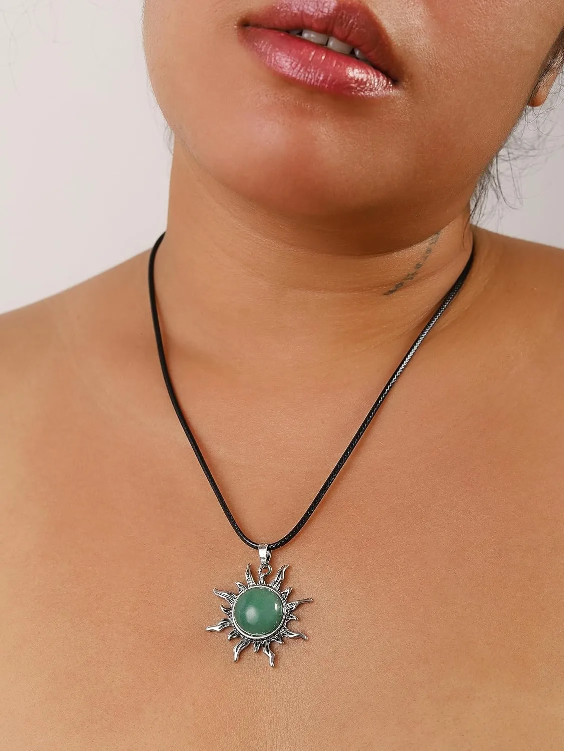 Sacina Gothic Sun Pendant Necklace, Goth Boho Necklace for Women, Christmas Jewelry Gift For Women