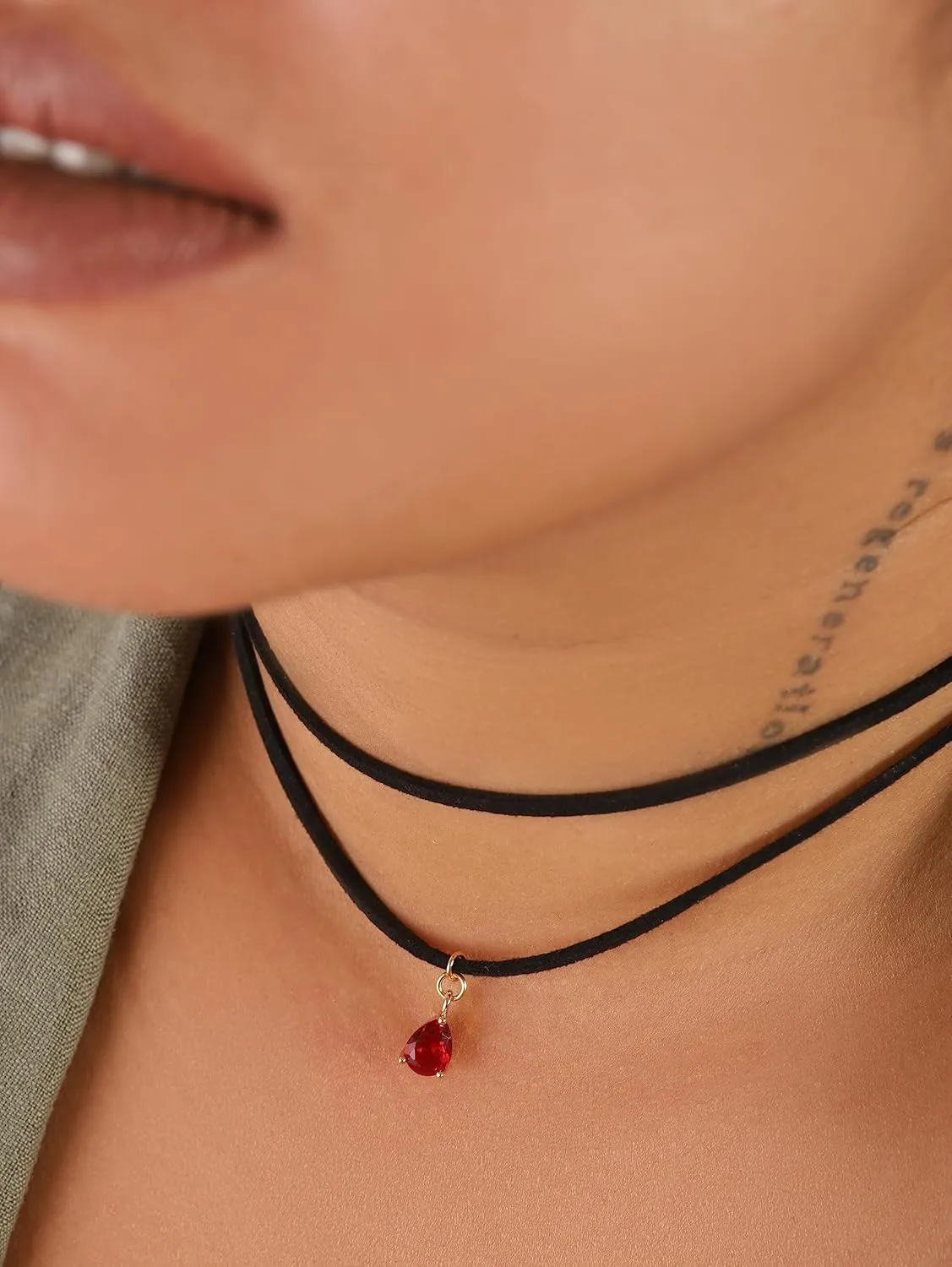 Sacina Layered Black Choker Necklace, Glass Teardrop Chocker, Black Necklace, Gothic Goth Boho Choker, Christmas Jewelry Gift For Women