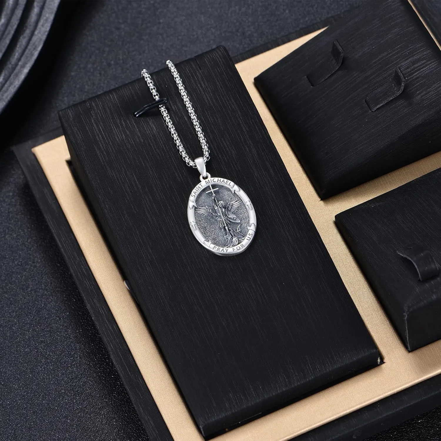 Saint Jude/Michael/Muerte/Benedict/Mary/Dymphna Necklace for Men Sterling Silver Pendant Necklaces Prtotect Jewelry Gifts for Men Women