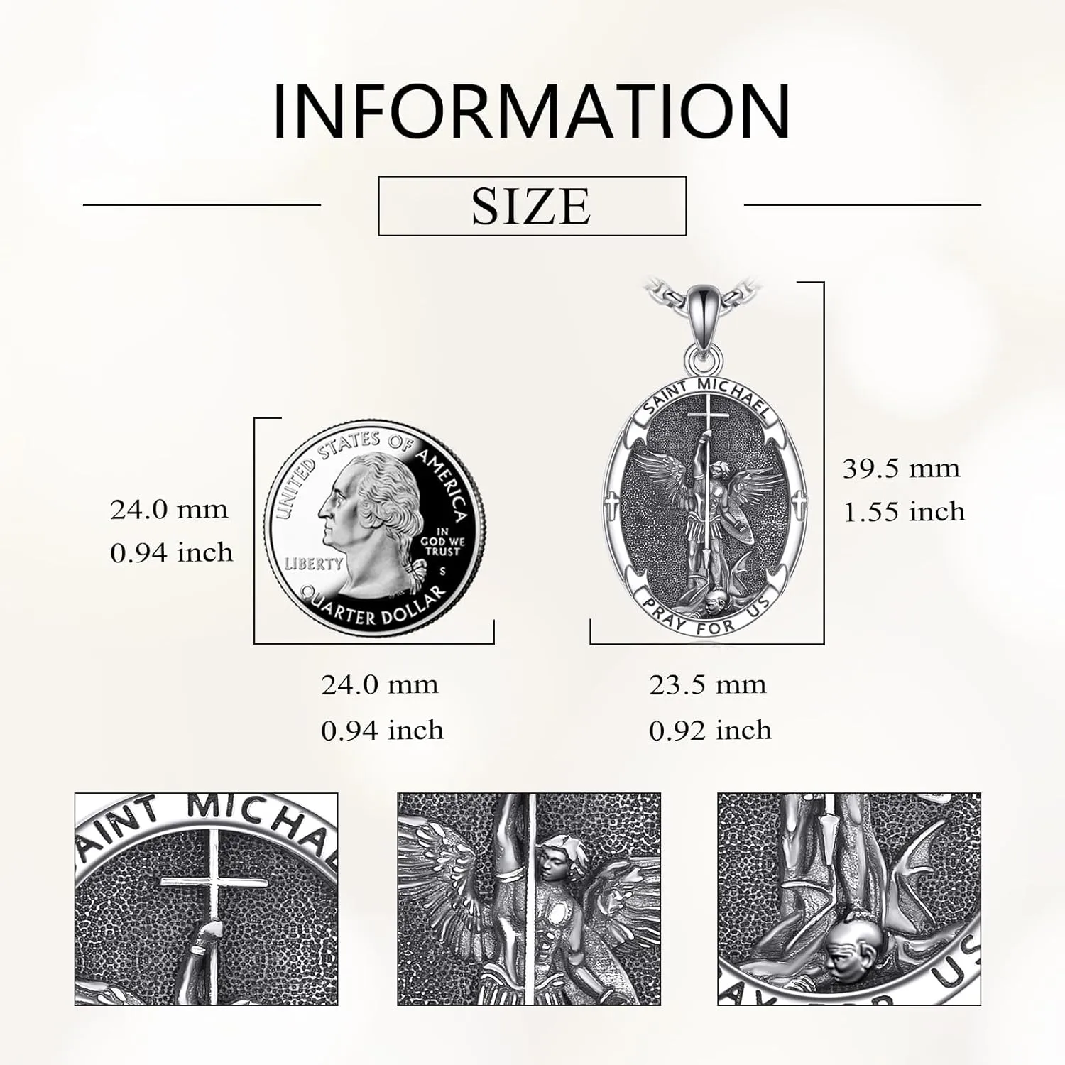 Saint Jude/Michael/Muerte/Benedict/Mary/Dymphna Necklace for Men Sterling Silver Pendant Necklaces Prtotect Jewelry Gifts for Men Women