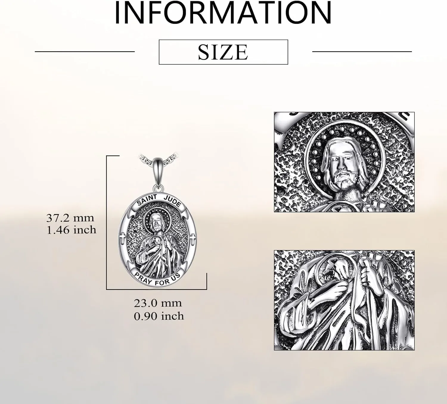 Saint Jude/Michael/Muerte/Benedict/Mary/Dymphna Necklace for Men Sterling Silver Pendant Necklaces Prtotect Jewelry Gifts for Men Women