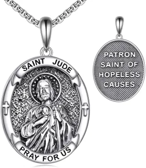 Saint Jude/Michael/Muerte/Benedict/Mary/Dymphna Necklace for Men Sterling Silver Pendant Necklaces Prtotect Jewelry Gifts for Men Women