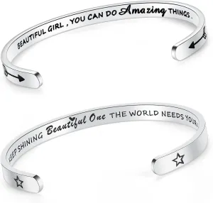 SAM & LORI Set of 2 Bracelets for Women Teens Beautiful Girl - Keep Shining