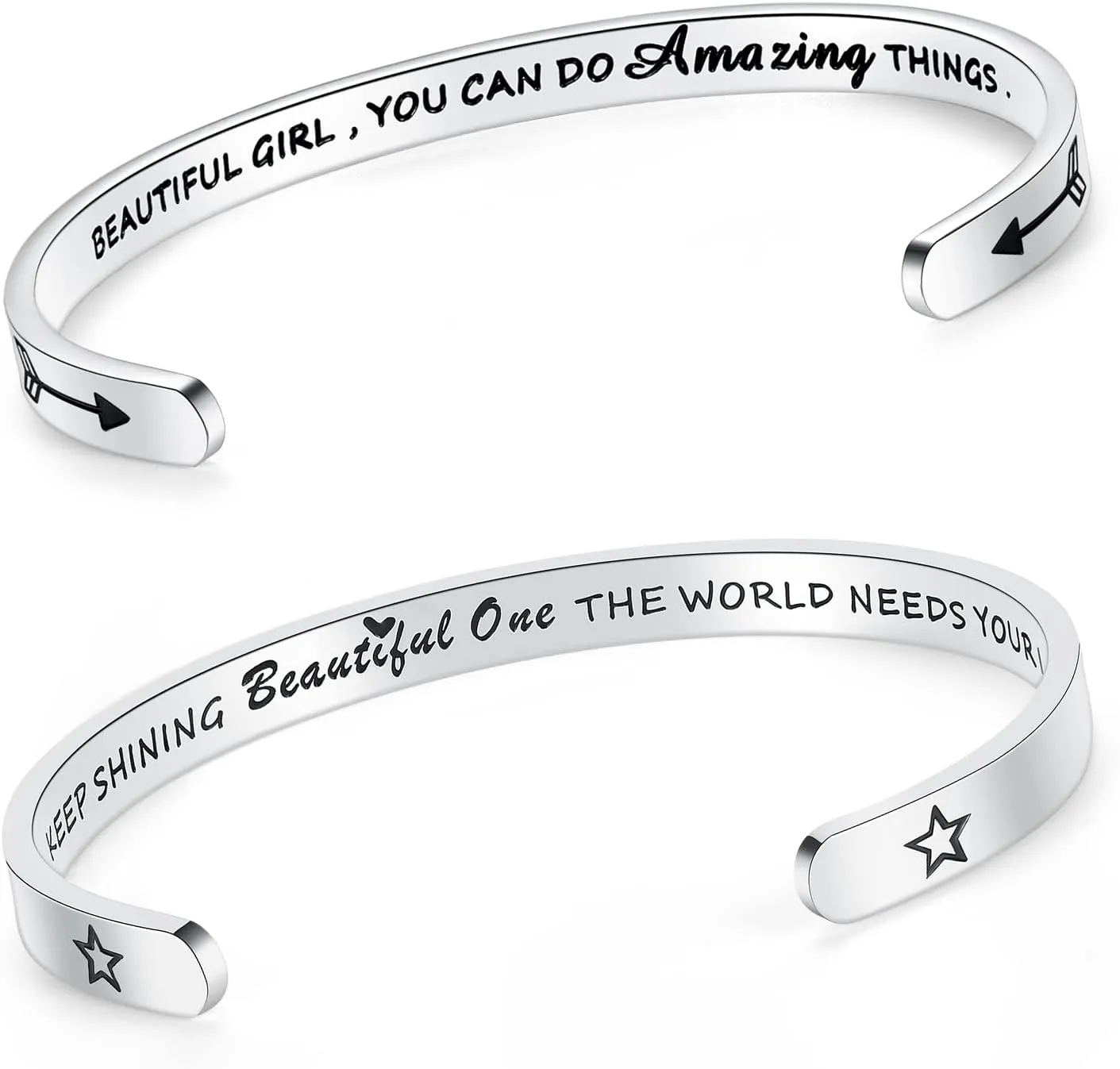 SAM & LORI Set of 2 Bracelets for Women Teens Beautiful Girl - Keep Shining
