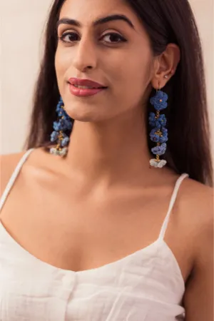 Samoolam Indigo Shower Floral Danglers