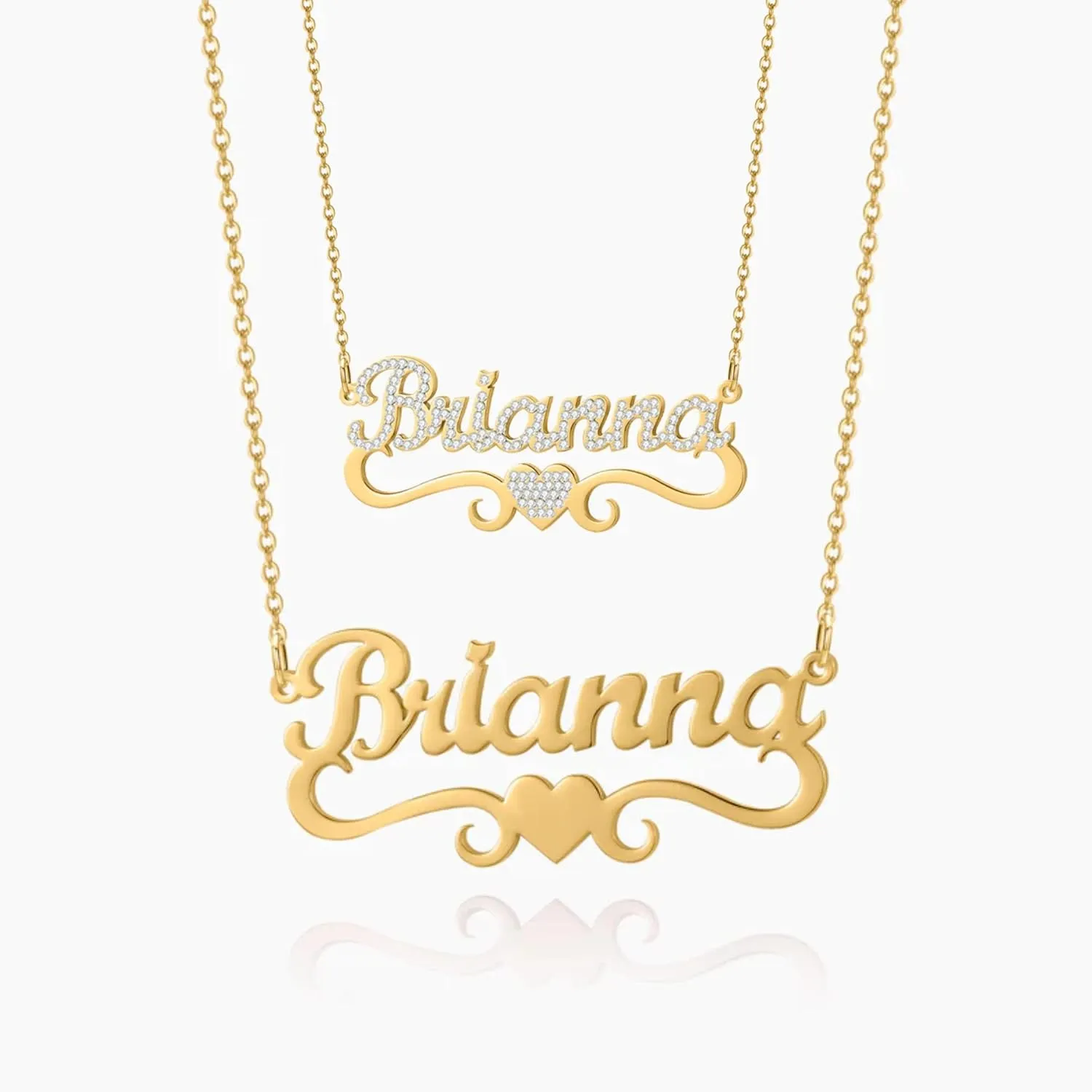 SANNYRA Custom Name Necklace, Love Heart Nameplate Necklaces Cubic Zirconia Jewelry Personalized Gifts for Women Mom Mama Birthday Anniversary