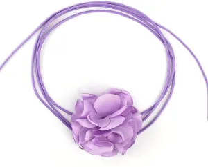 SAVITA Vintage Flower Necklaces, Boho Floral Necklace Adjustable Fabric Rose Necklace for Women Girls Bride Wedding Party Birthday (Light Purple)