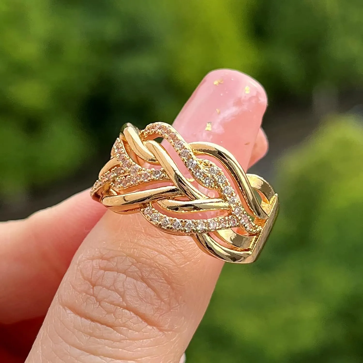 Self Love Rings Couple Princess Cut Diamond Set Ring Fashion Luxury Women Engagement Wedding Jewelry (Gold, 8)