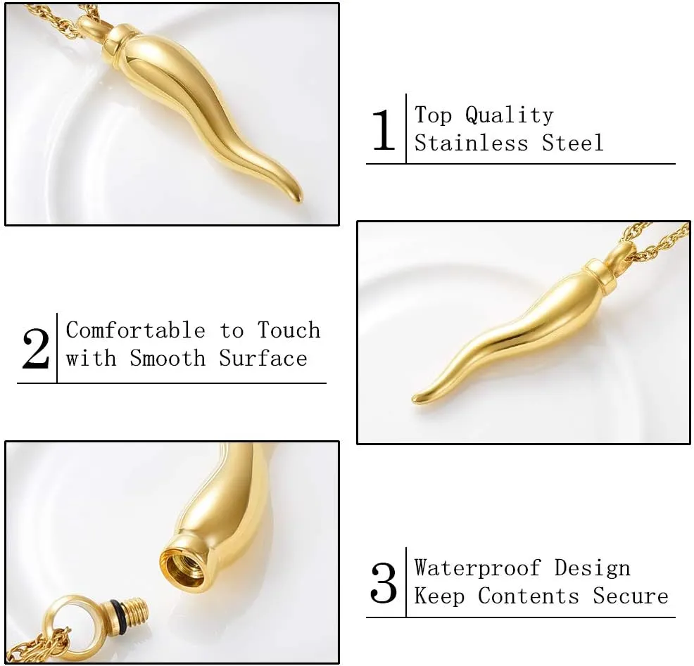 shajwo Cremation Jewelry Urn Necklaces for Ashes Italian Horn Urn Pendant Memorial Keepsake Jewelry for Human Men Women
