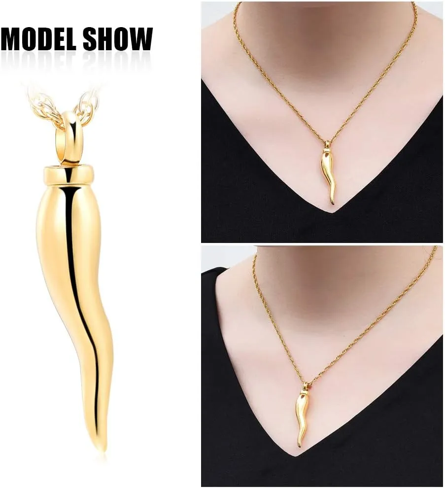shajwo Cremation Jewelry Urn Necklaces for Ashes Italian Horn Urn Pendant Memorial Keepsake Jewelry for Human Men Women