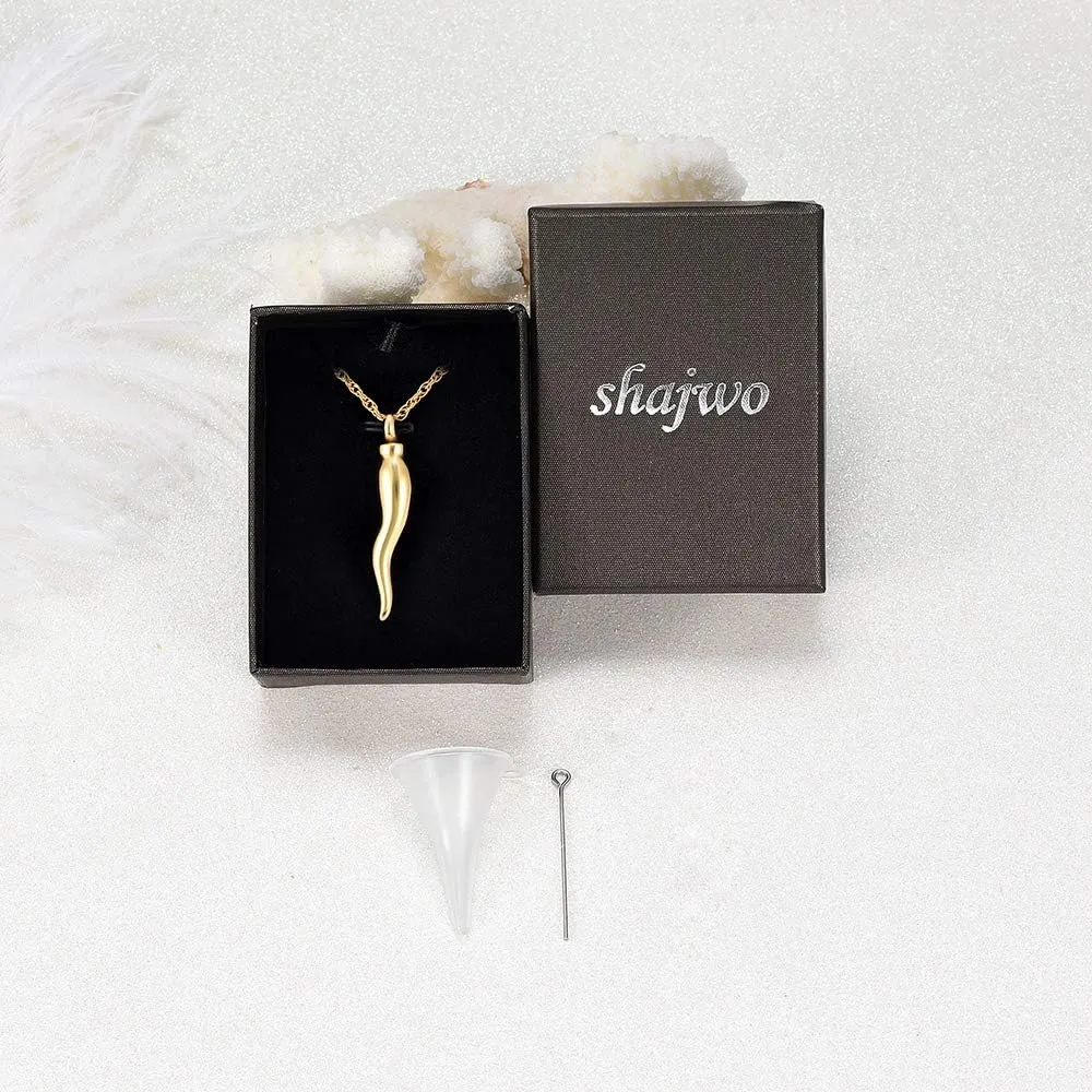 shajwo Cremation Jewelry Urn Necklaces for Ashes Italian Horn Urn Pendant Memorial Keepsake Jewelry for Human Men Women