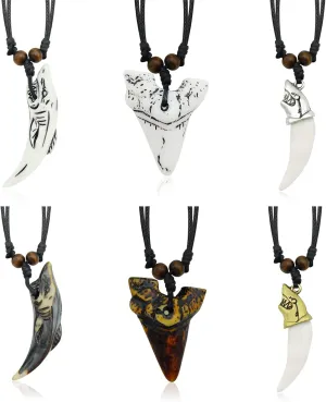 Shark Tooth Necklace Summer Shark Teeth Necklace for Men Beach Surfer Necklace Leather Shark Tooth Pendant Necklaces for Women