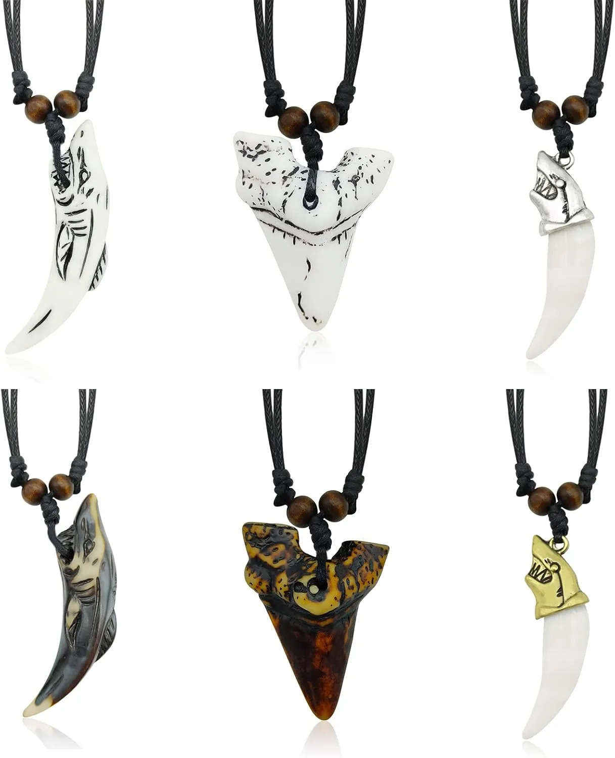 Shark Tooth Necklace Summer Shark Teeth Necklace for Men Beach Surfer Necklace Leather Shark Tooth Pendant Necklaces for Women