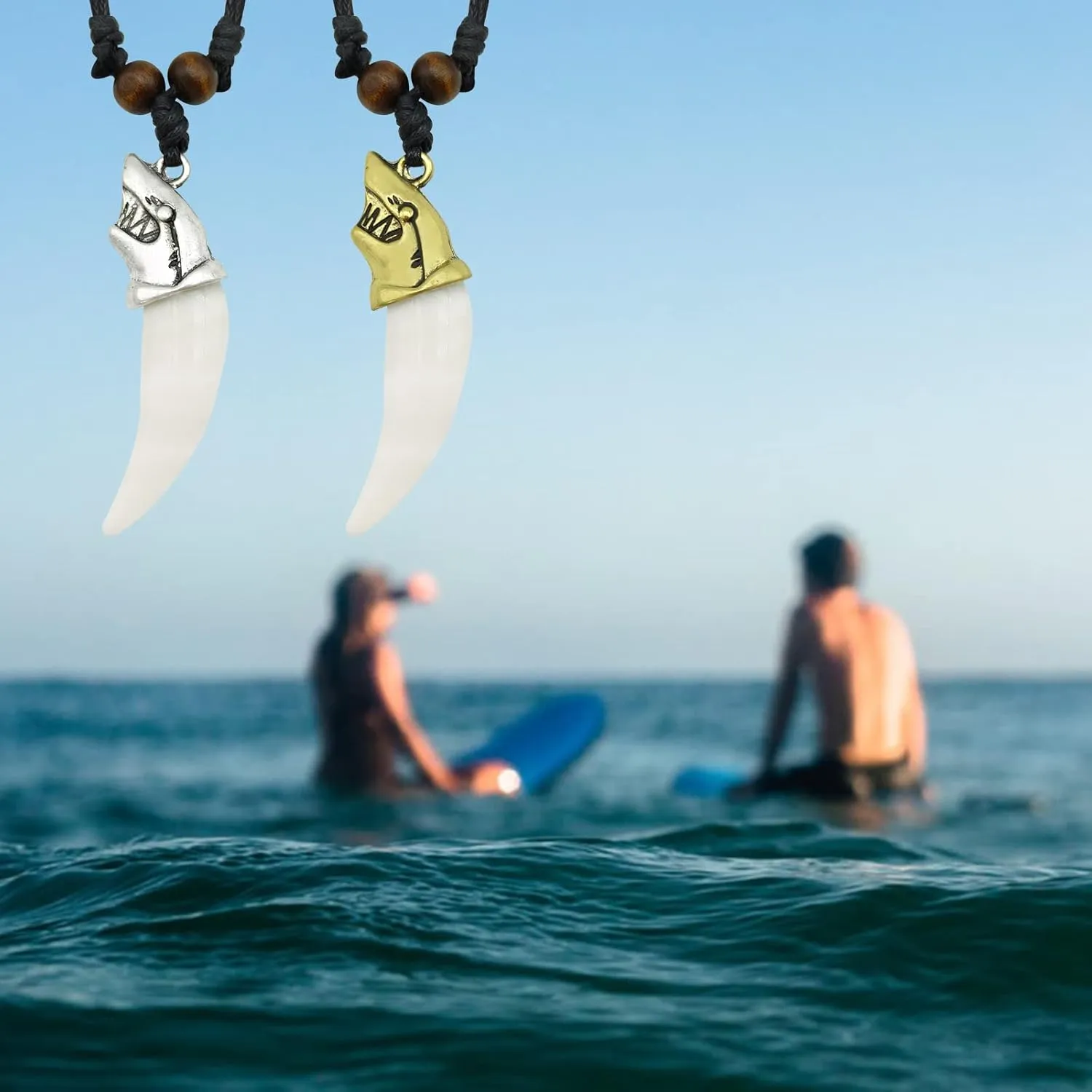 Shark Tooth Necklace Summer Shark Teeth Necklace for Men Beach Surfer Necklace Leather Shark Tooth Pendant Necklaces for Women