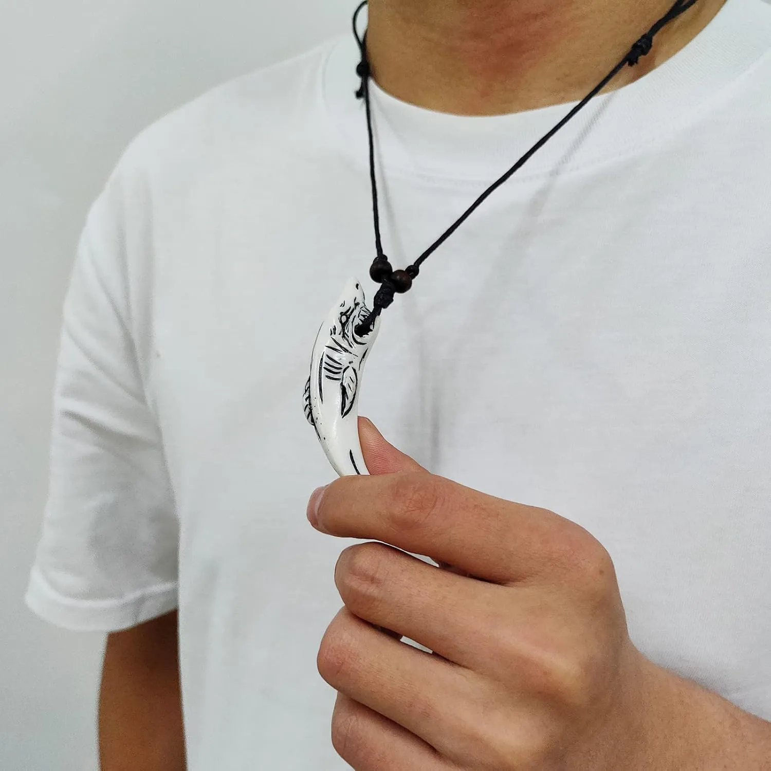 Shark Tooth Necklace Summer Shark Teeth Necklace for Men Beach Surfer Necklace Leather Shark Tooth Pendant Necklaces for Women