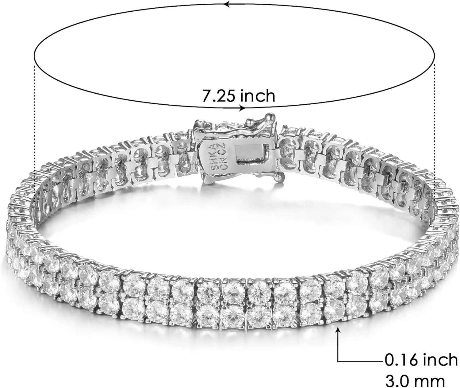 SHKA 2 Rows Tennis Bracelet 18K Womens Bracelet CZ Bracelets with Sparking Cubic Zirconia